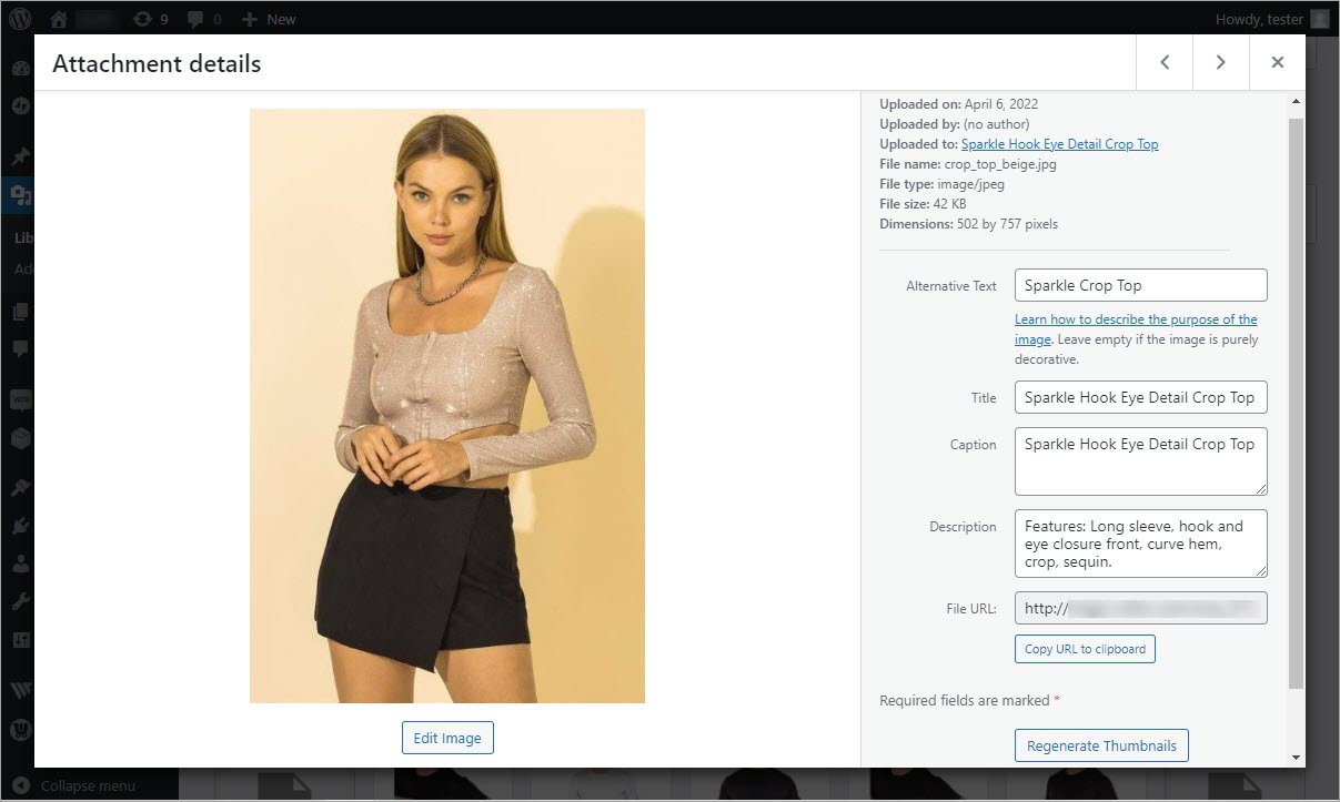 WooCommerce Image Details in the Admin