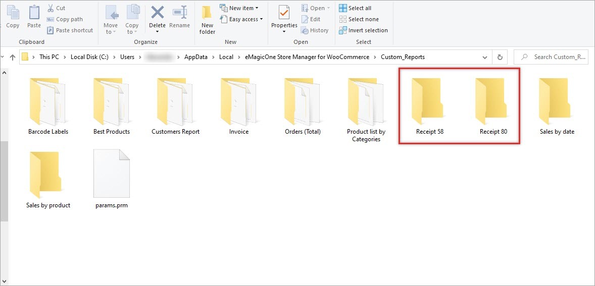 WooCommerce Receipts Folder on the PC