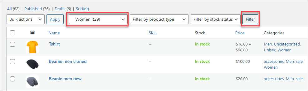 WooCommerce Category Filter