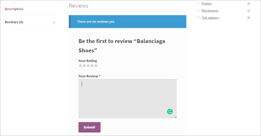 WooCommerce Review Form
