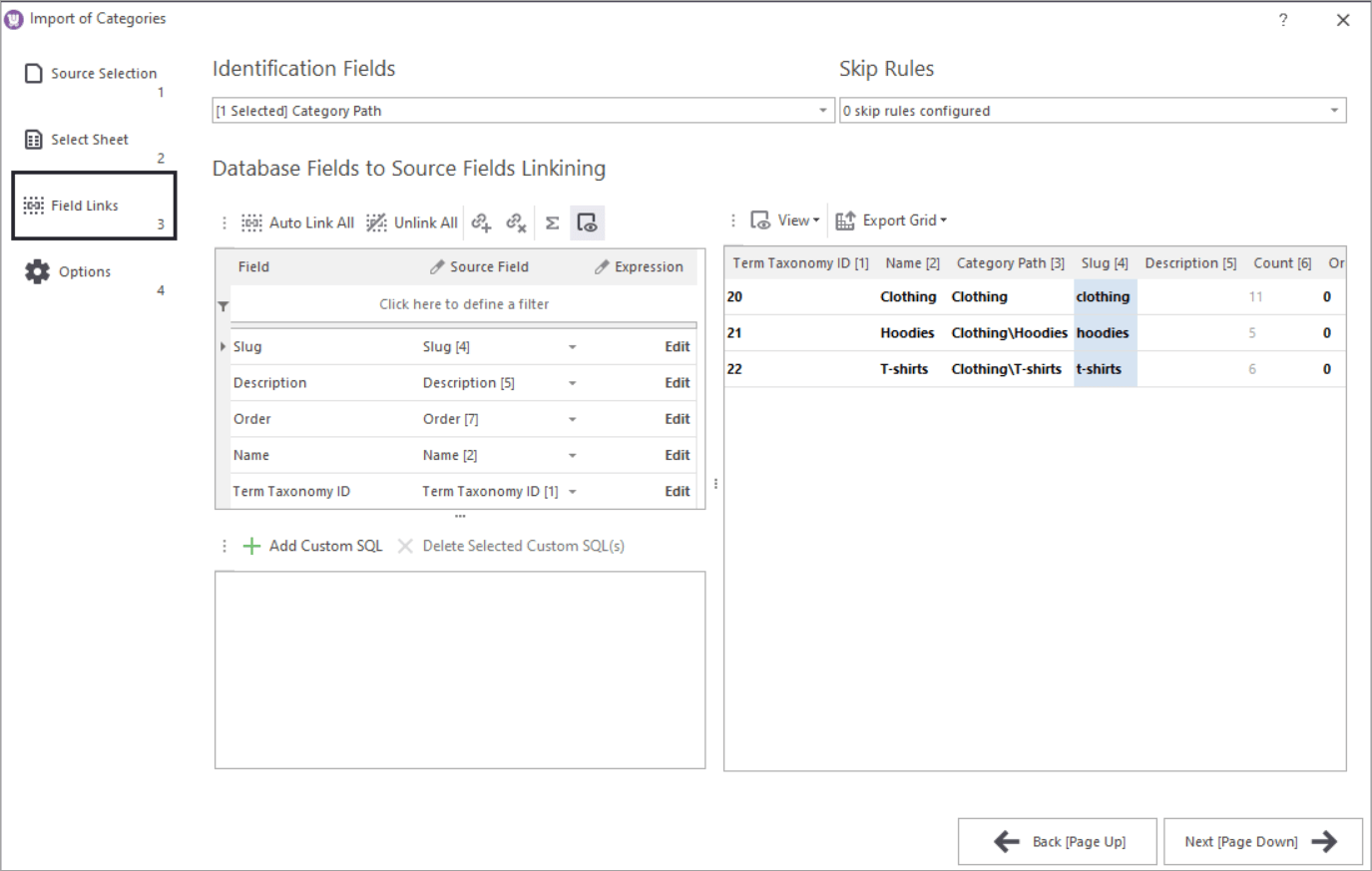 WooCommerce Store Manager Category Import Google Sheets Mapping Step