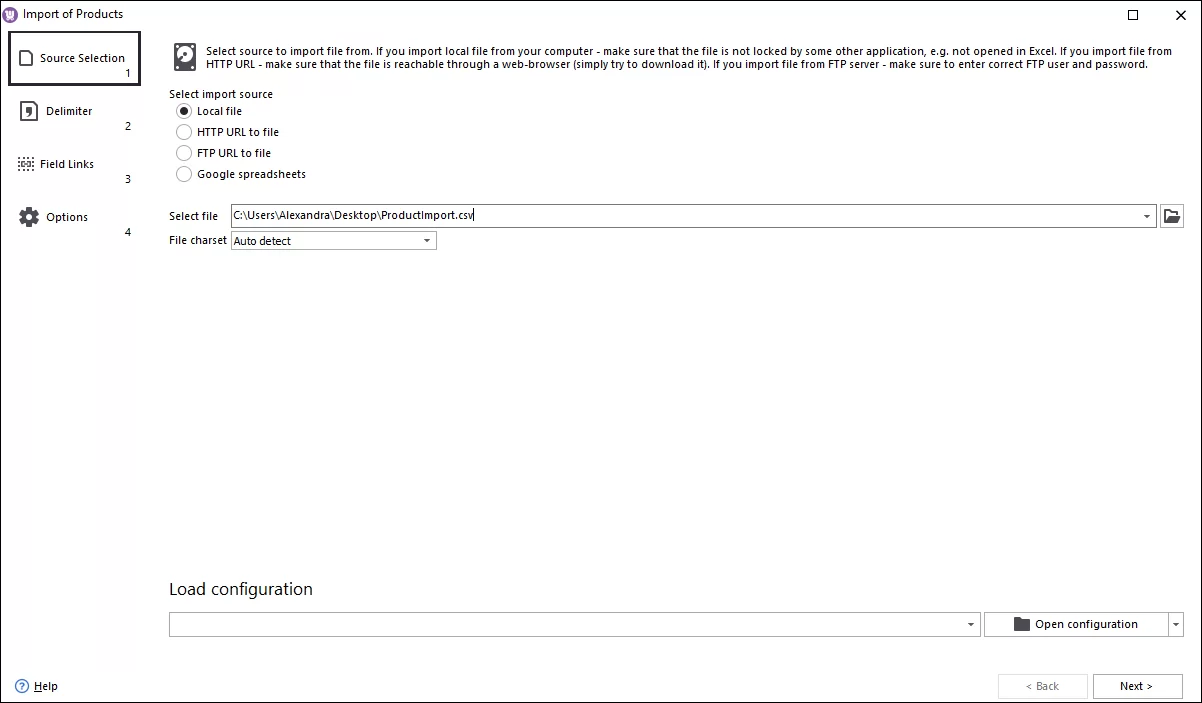 File Source Selection for WooCommerce Products Import