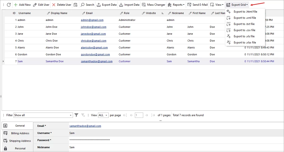 Export WooCommerce Customers
