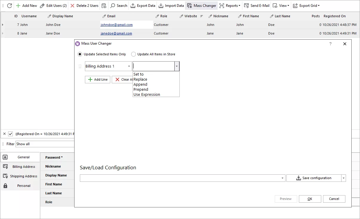WooCommerce Mass User Changer