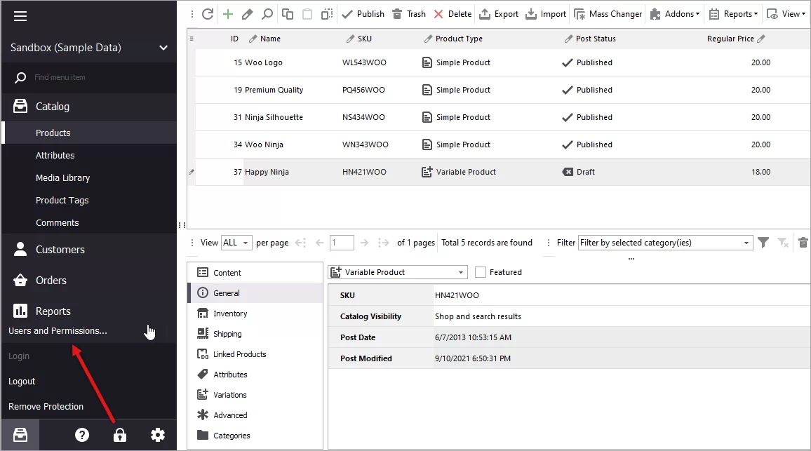 Users and Permissions Launch in WooCommerce Manager