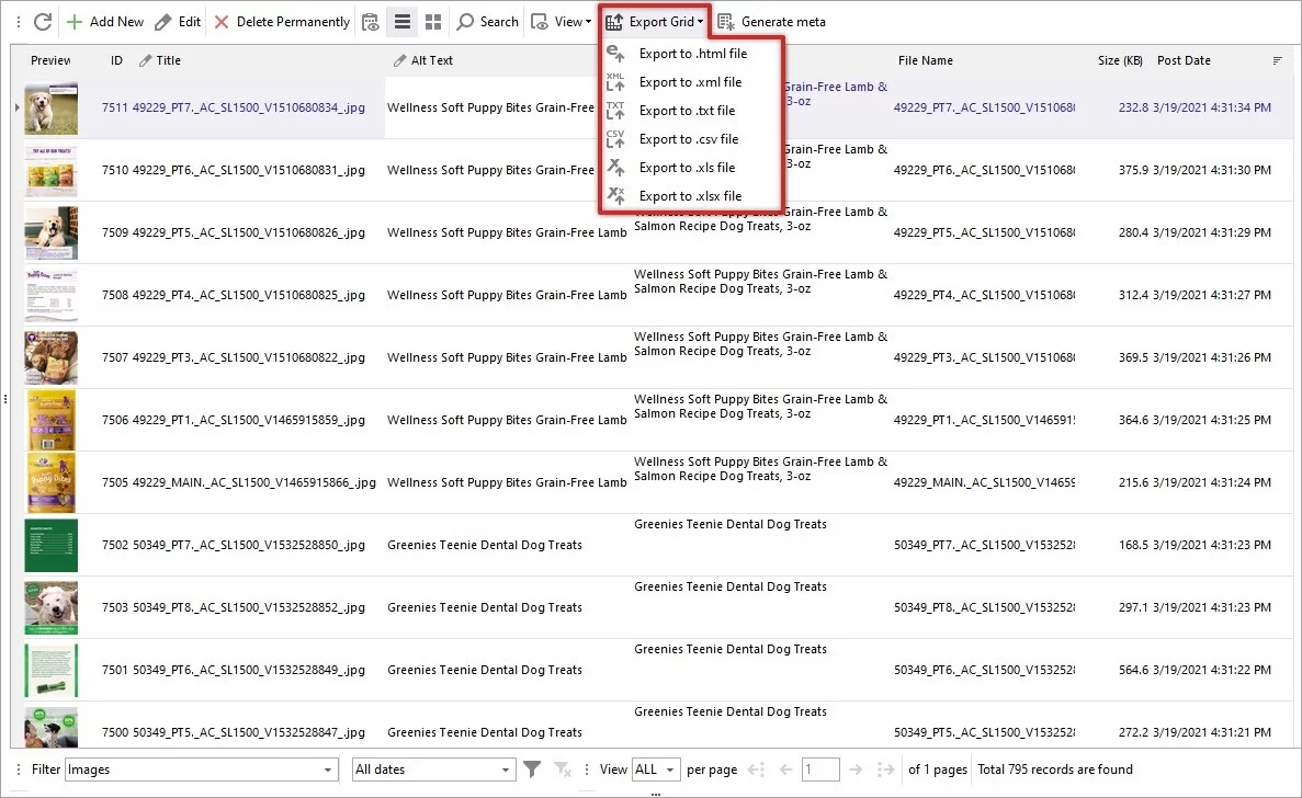 Export WooCommerce Media Library