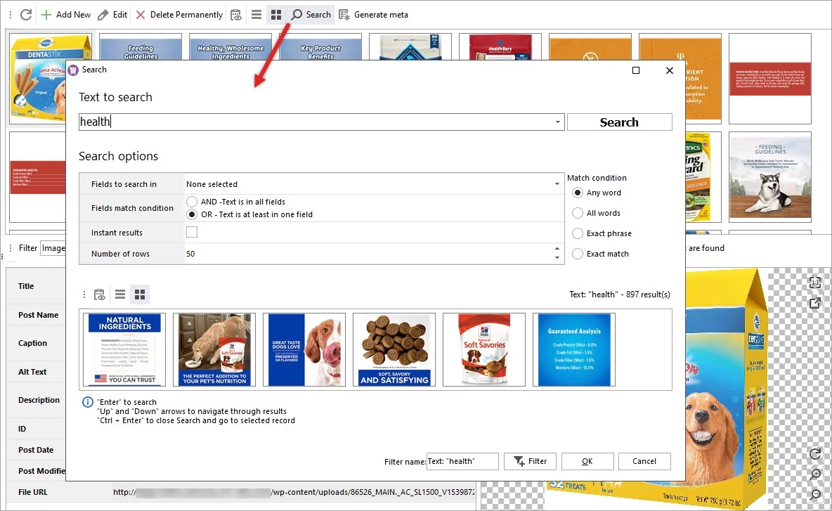 WooCommerce Media Library Advanced Search