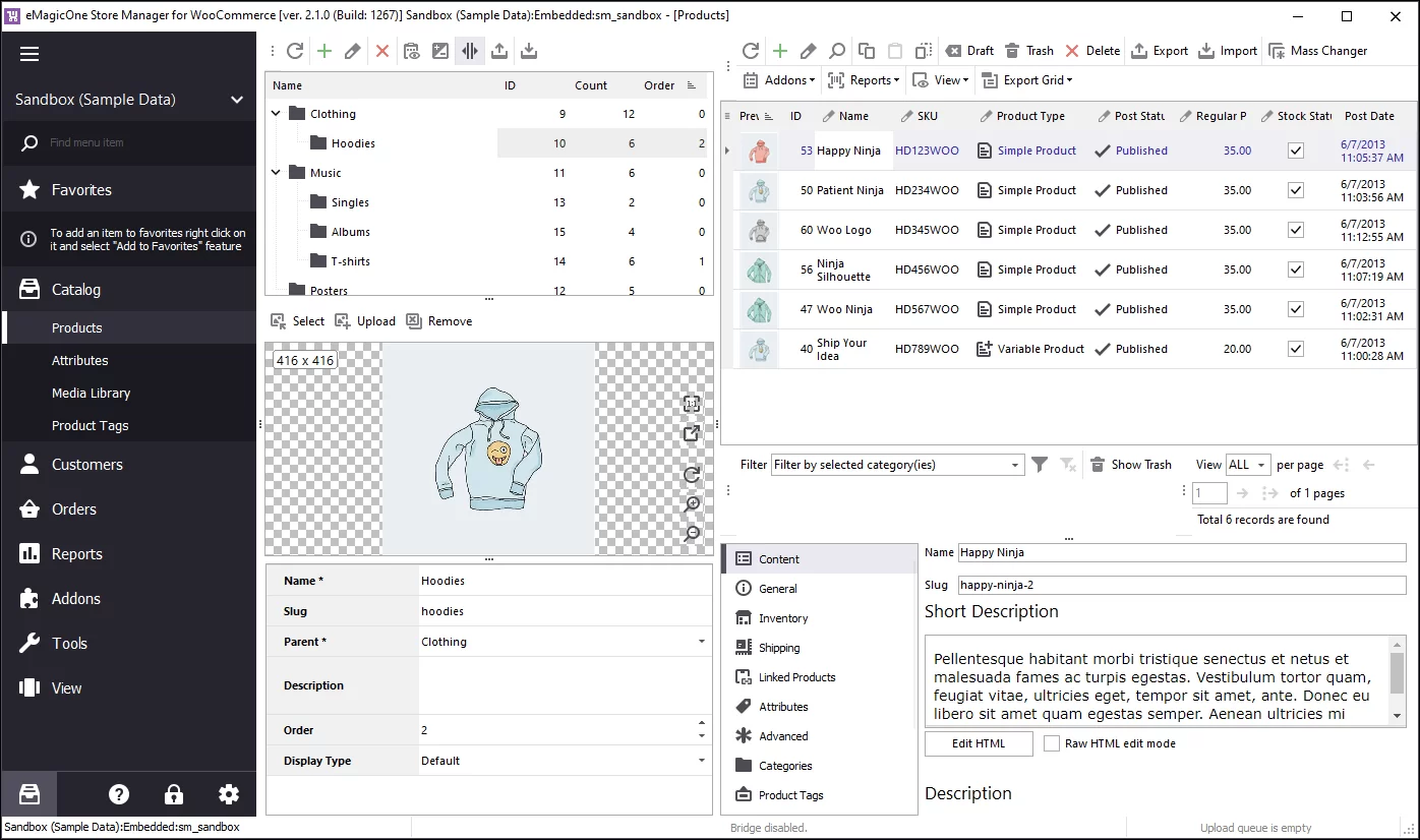 Categories Section of Store Manager for WooCommerce