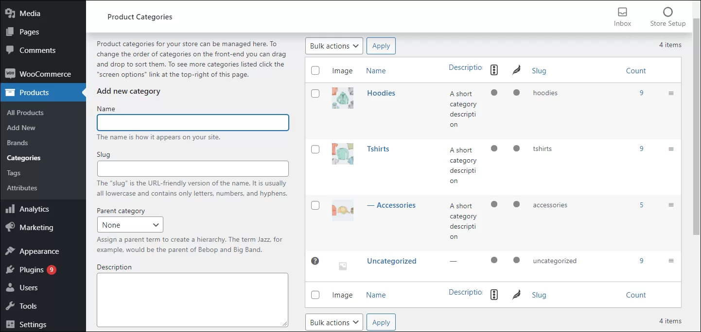 WooCommerce Category Structure