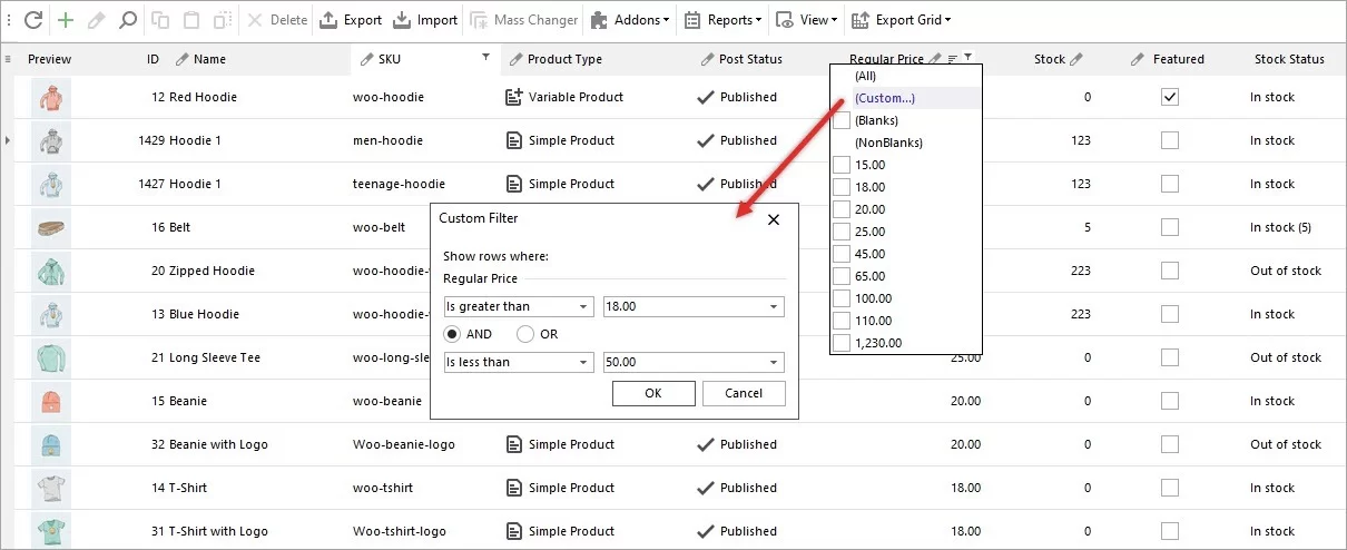 Custom WooCommerce Product Grid Filter