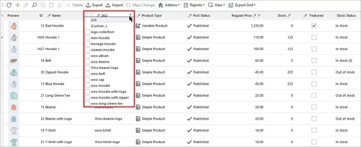 WooCommerce Product Grid Filter by Value