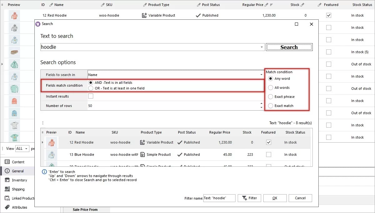 WooCommerce Product Search Conditions