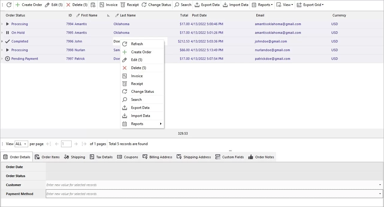 WooCommerce Orders Data Mass Update