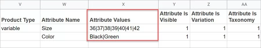 WooCommerce Store Manager Import Variations Sample File Values