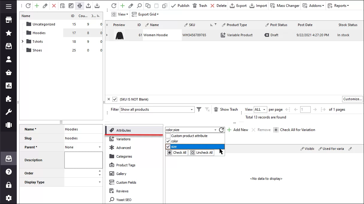 Attributes Selection for WooCommerce Variables