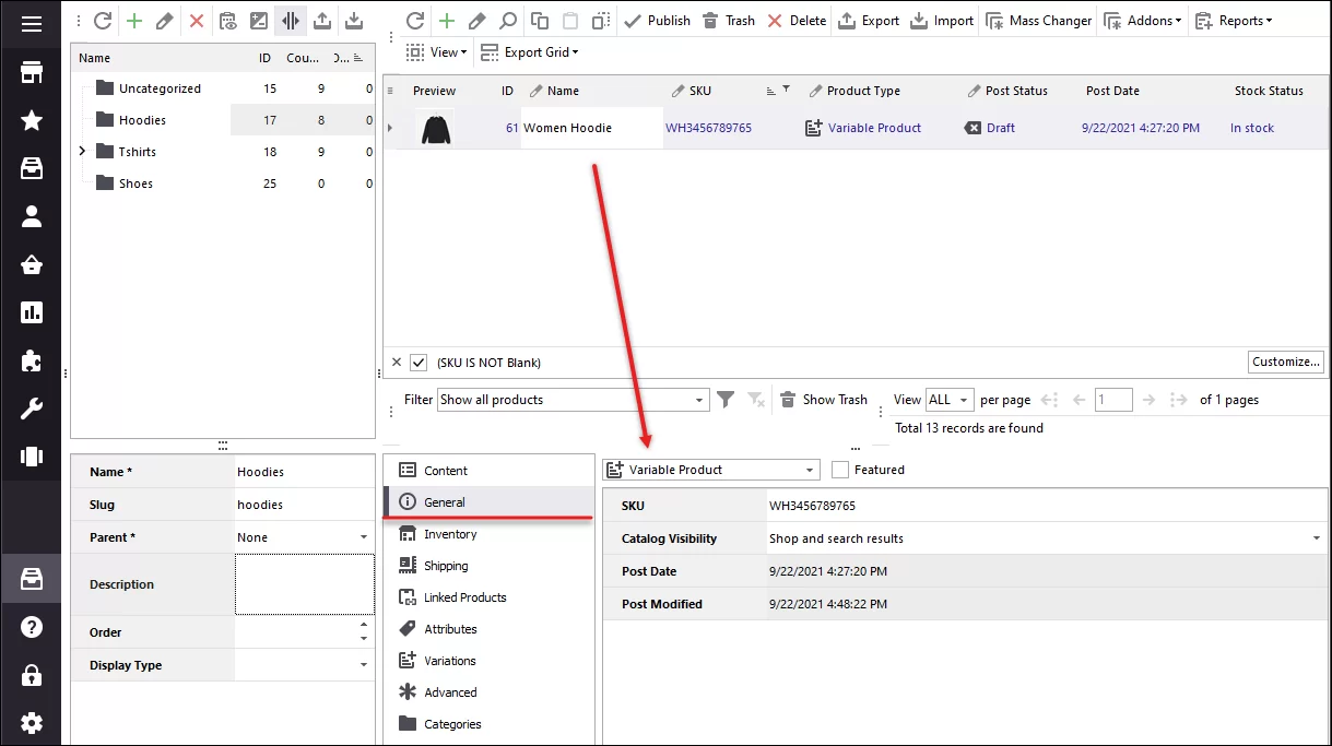 Product Type Selection During WooCommerce Variables Creation