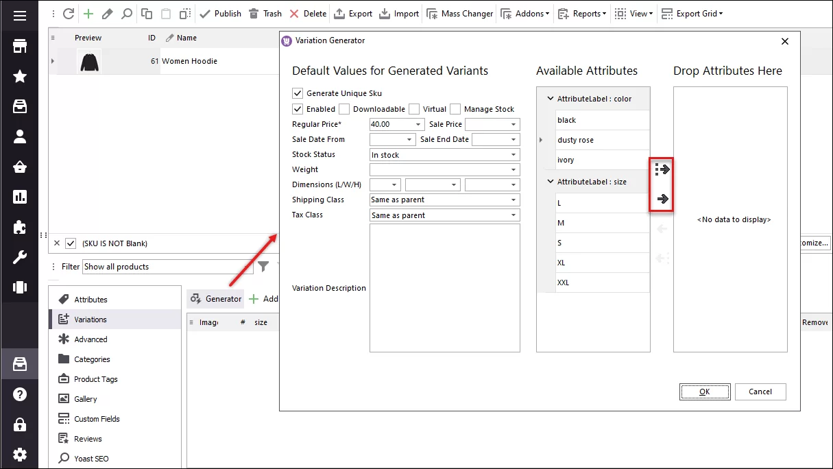 WooCommerce Product Variations Generator