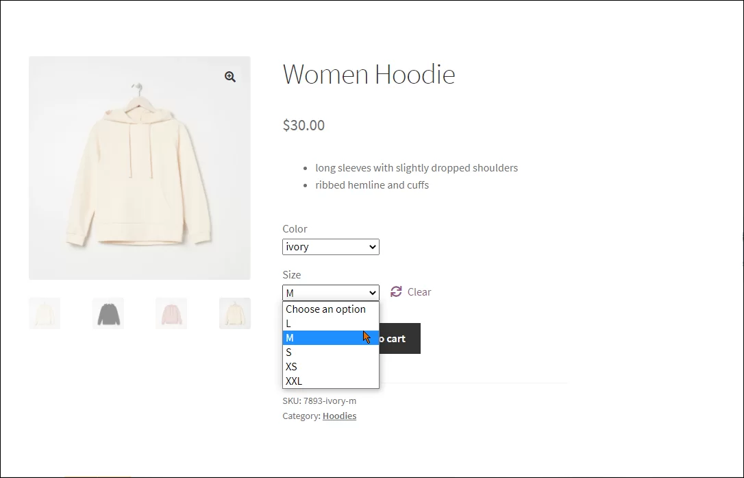 WooCommerce Variable Product on a Front End