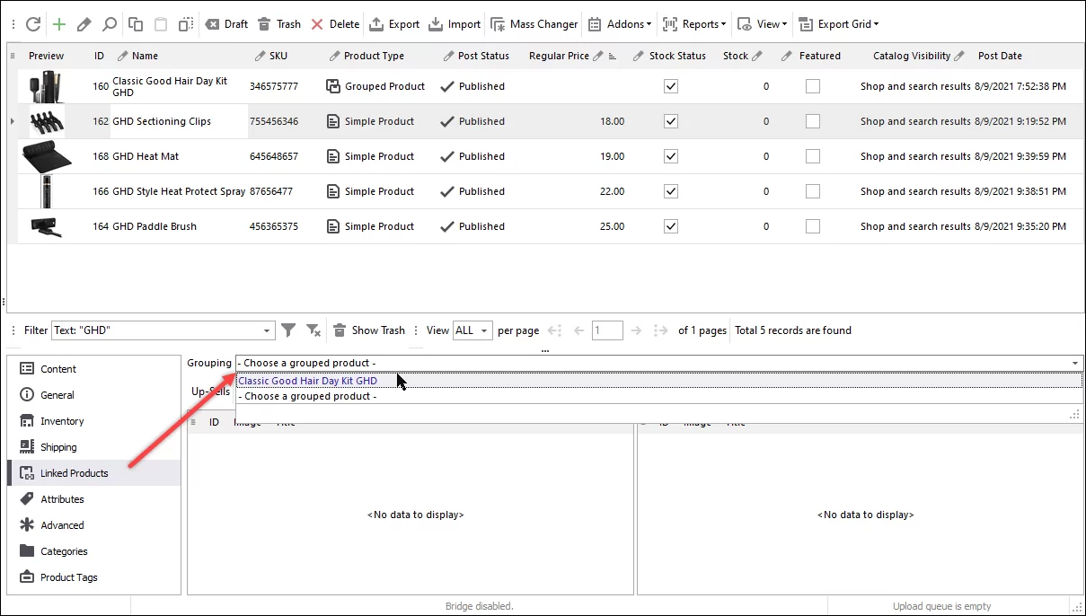 Linking WooCommerce Simple Product to Grouped