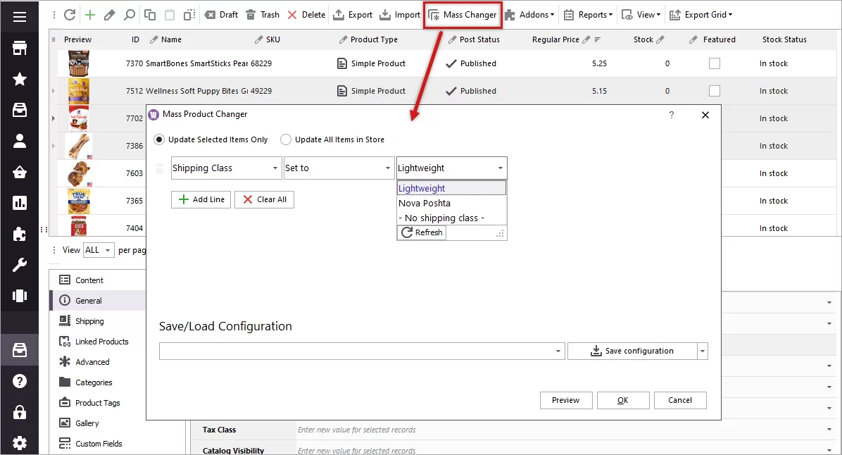 Mass Shipping Class Assign to WooCommerce Products