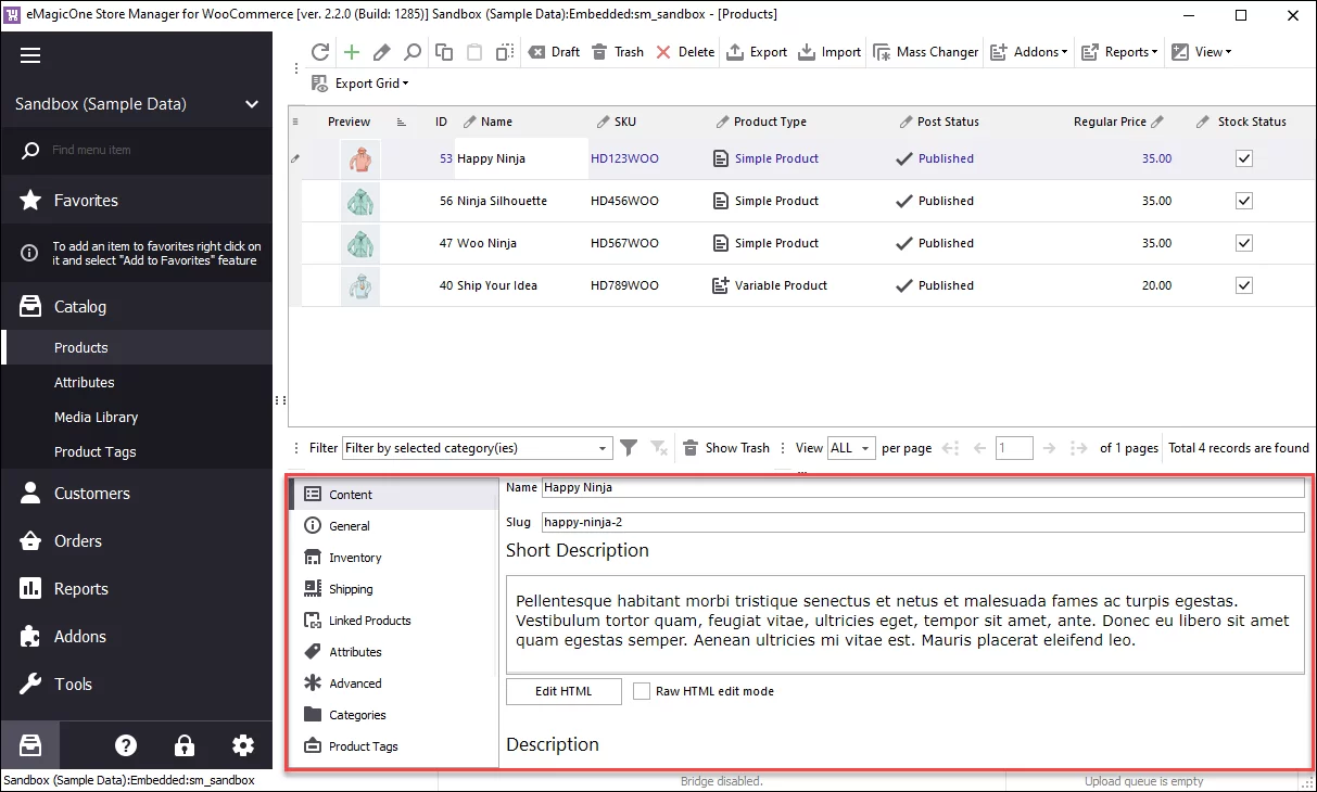 WooCommerce Product Details Tabs in Store Manager