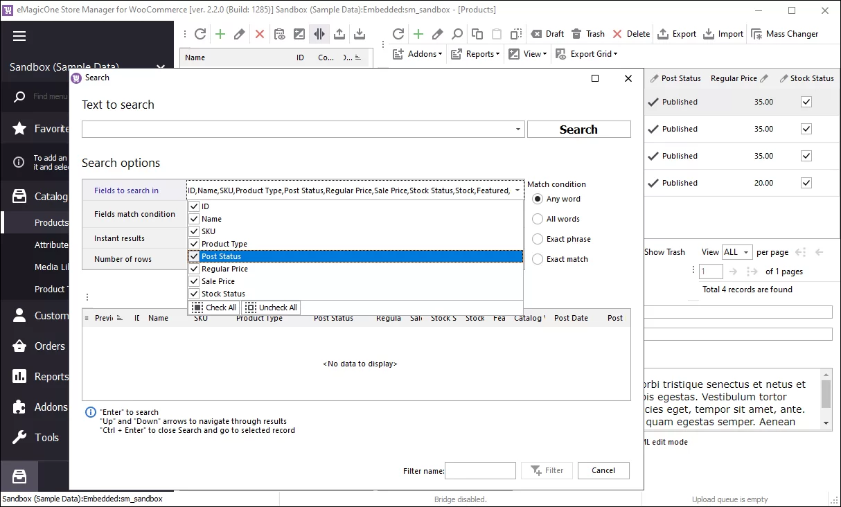 WooCommerce Product Post Status in Custom Search