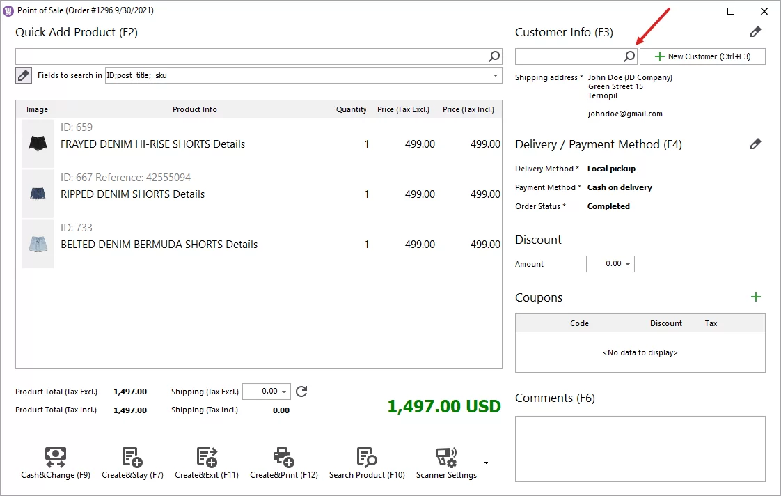 Customer Selection for Order in WooCommerce POS