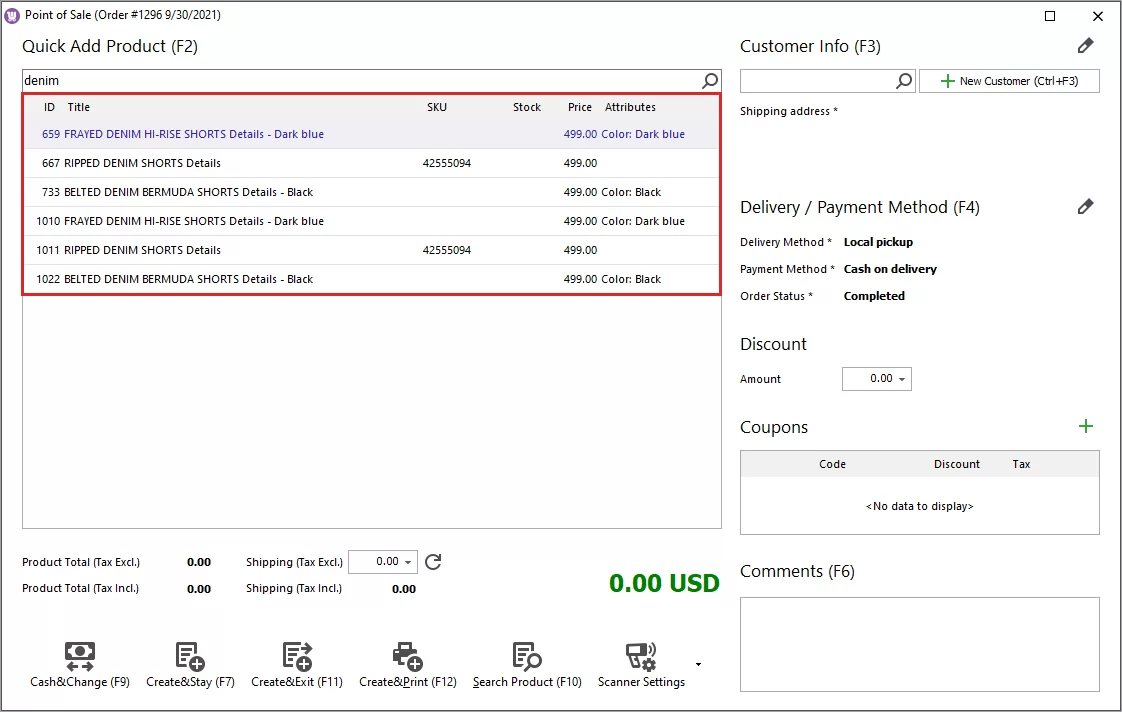Filtered Products Added to Order in WooCommerce POS