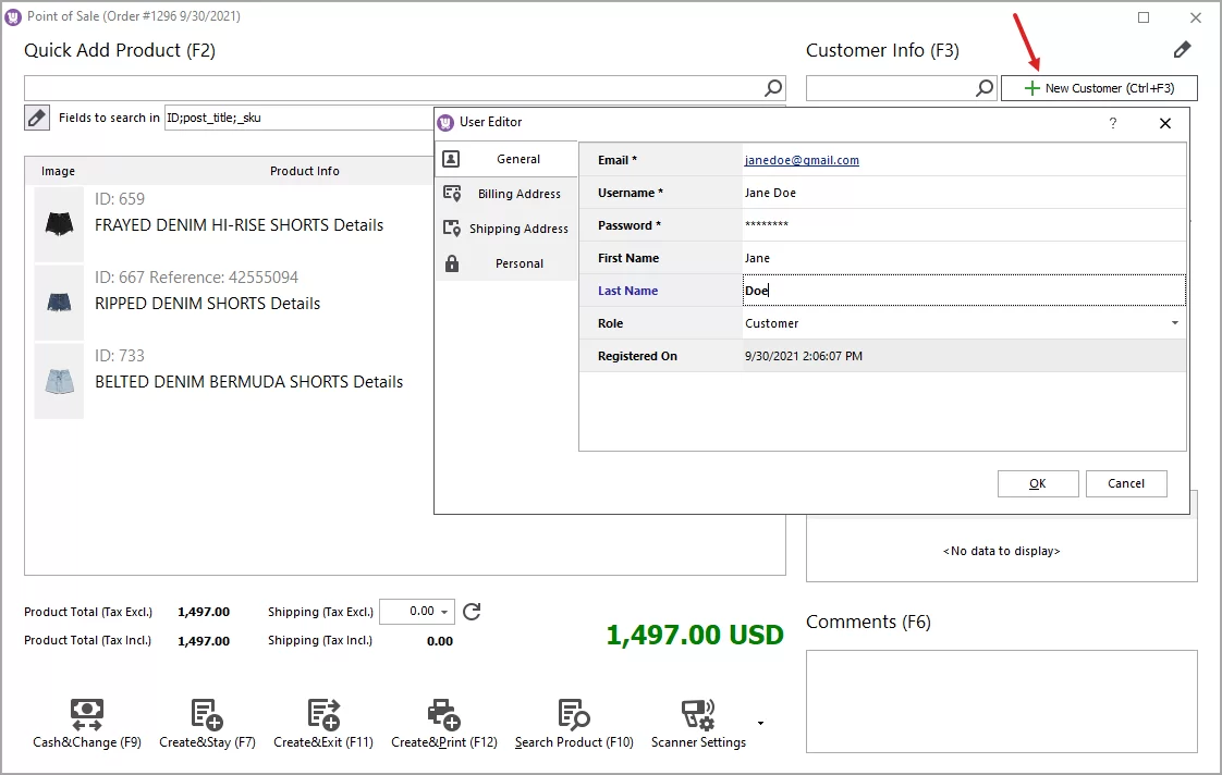 New Customer Creation in WooCommerce POS