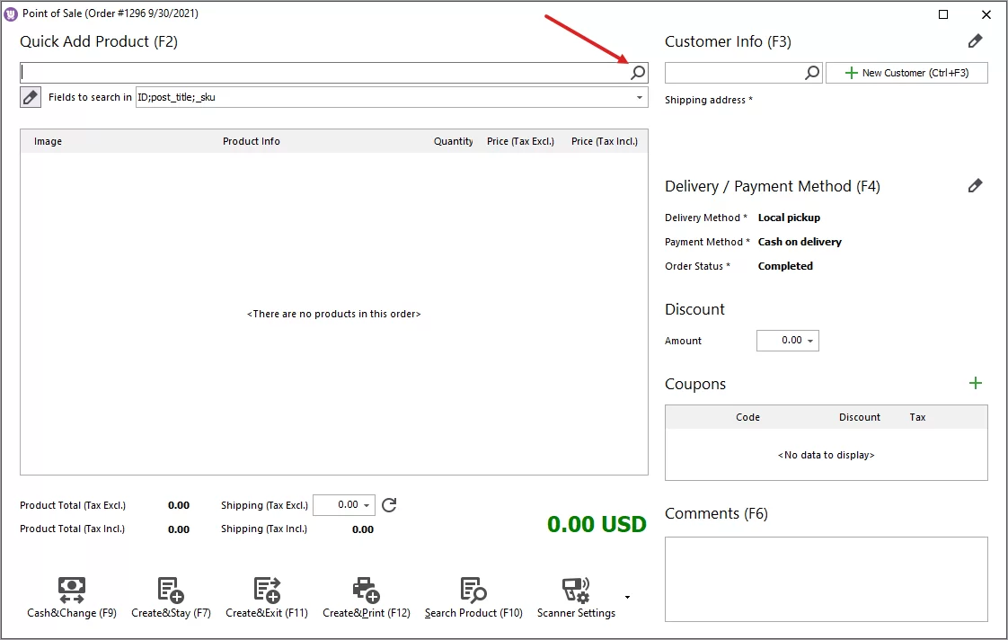 Product Search in WooCommerce POS System
