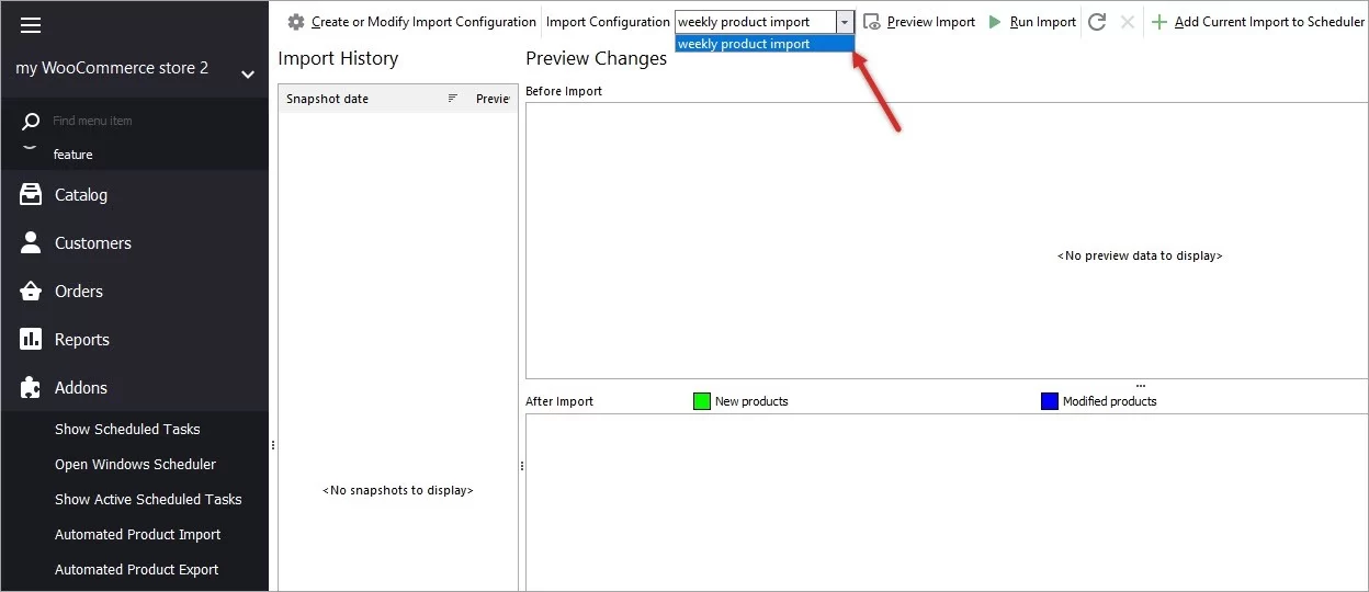 Autoimport Configuration Selection in WooCommerce Addon