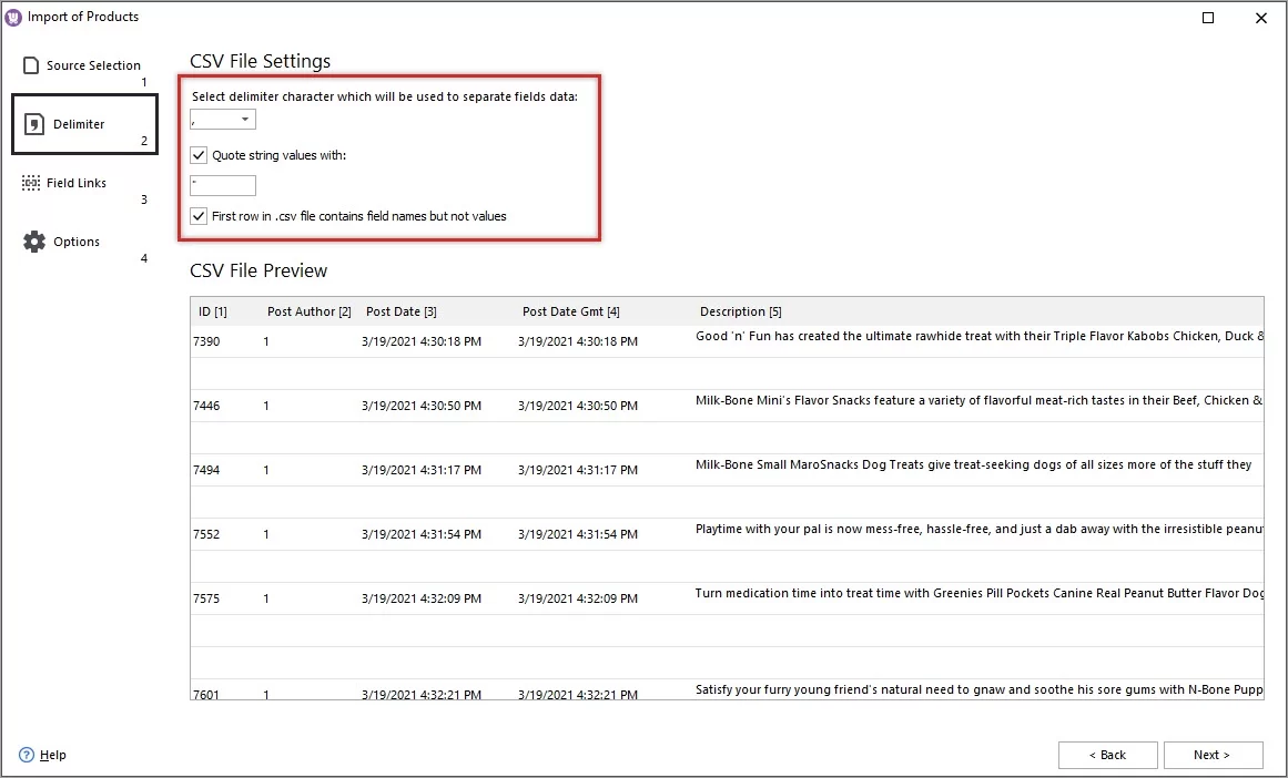 Autoimport File Delimiters in WooCommerce Manager