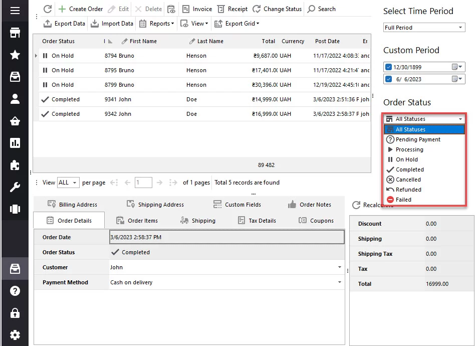 WooCommerce Store  Manager Filter Orders