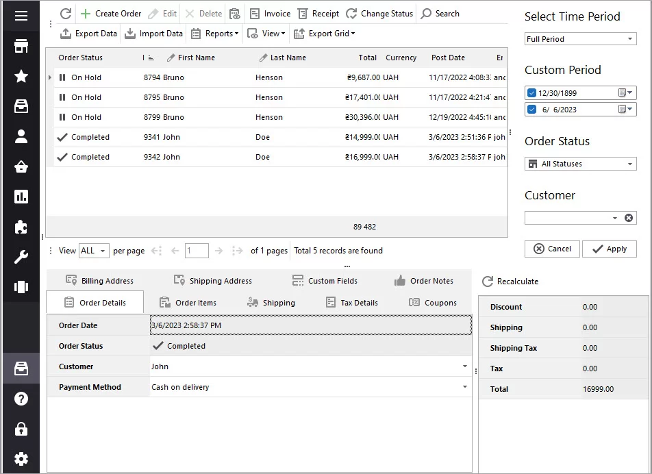 WooCommerce Store Manager Order Section