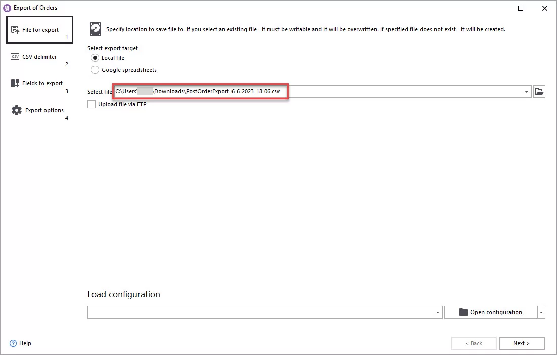 WooCommerce Store Manager Order Export Select File