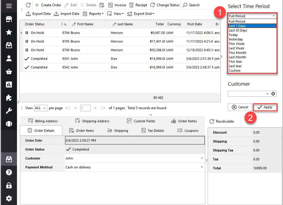 WooCommerce Store Manager Order Filters