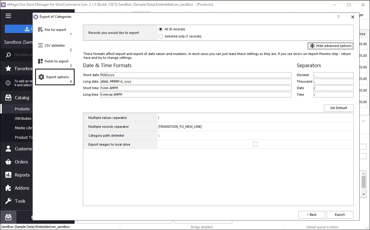 Advanced Export Options During WooCommerce Categories Export