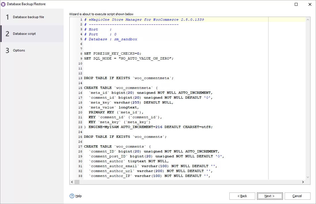 Backup Restore Script in Store Manager for WooCommerce
