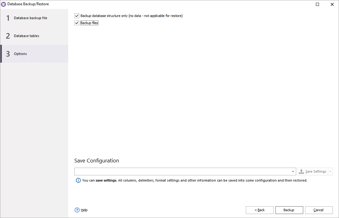 WooCommerce Database Backup Options