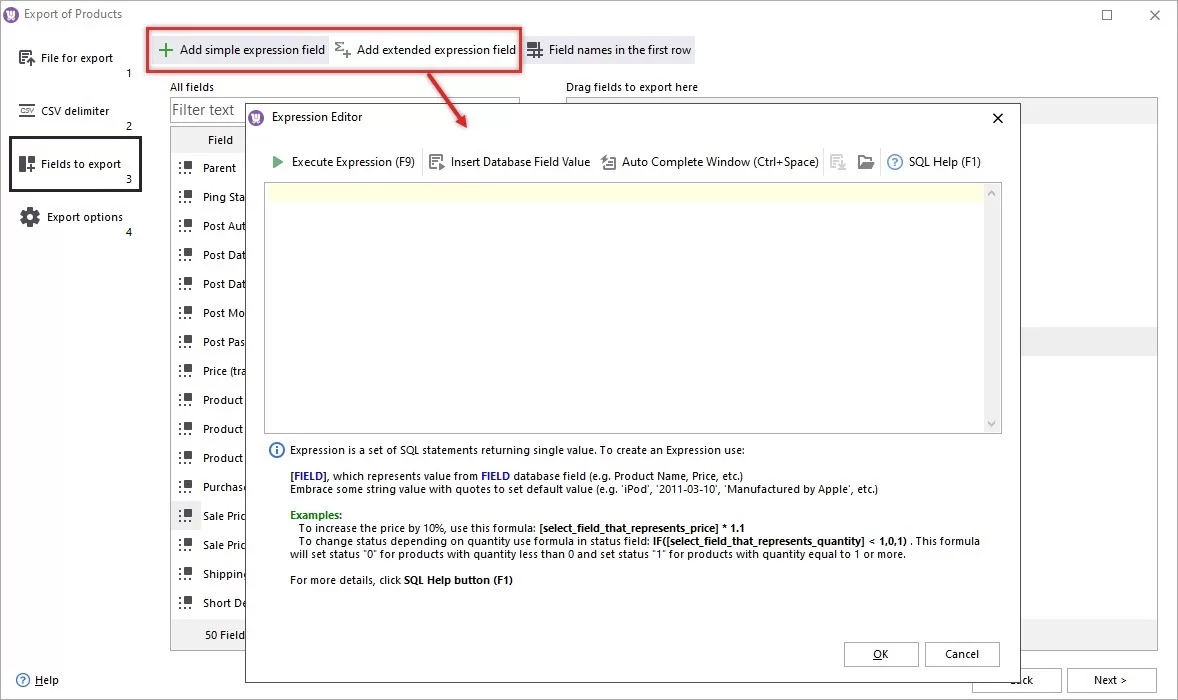 Expression Formula Adding During WooCommerce Automated Export