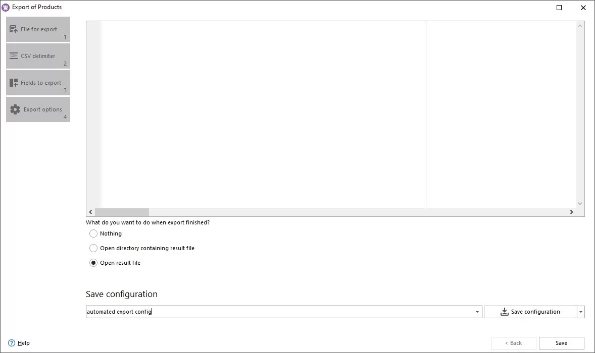WooCommerce Autoexport Configuration Saving