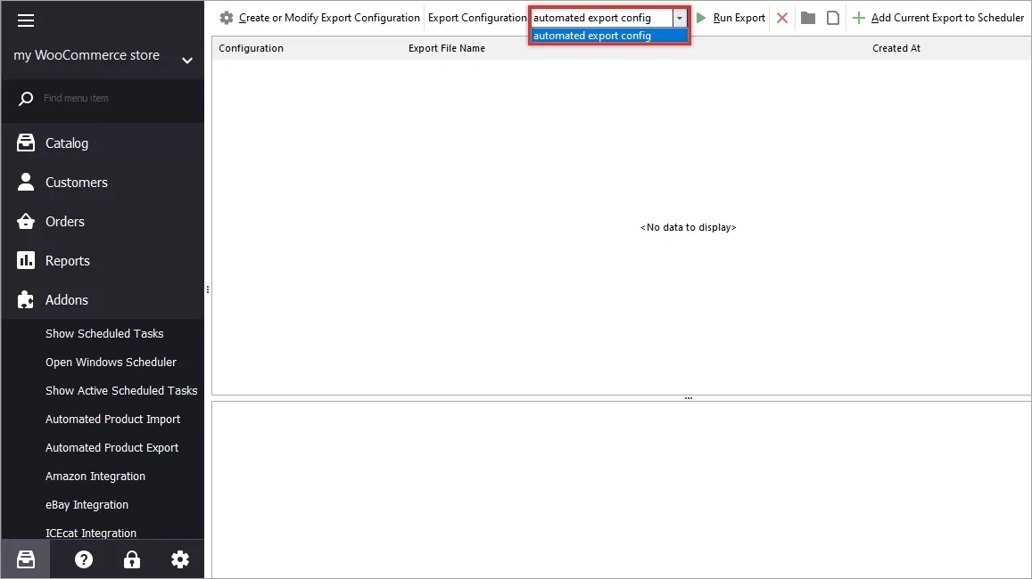 WooCommerce Automated Export Configuration in the Addon