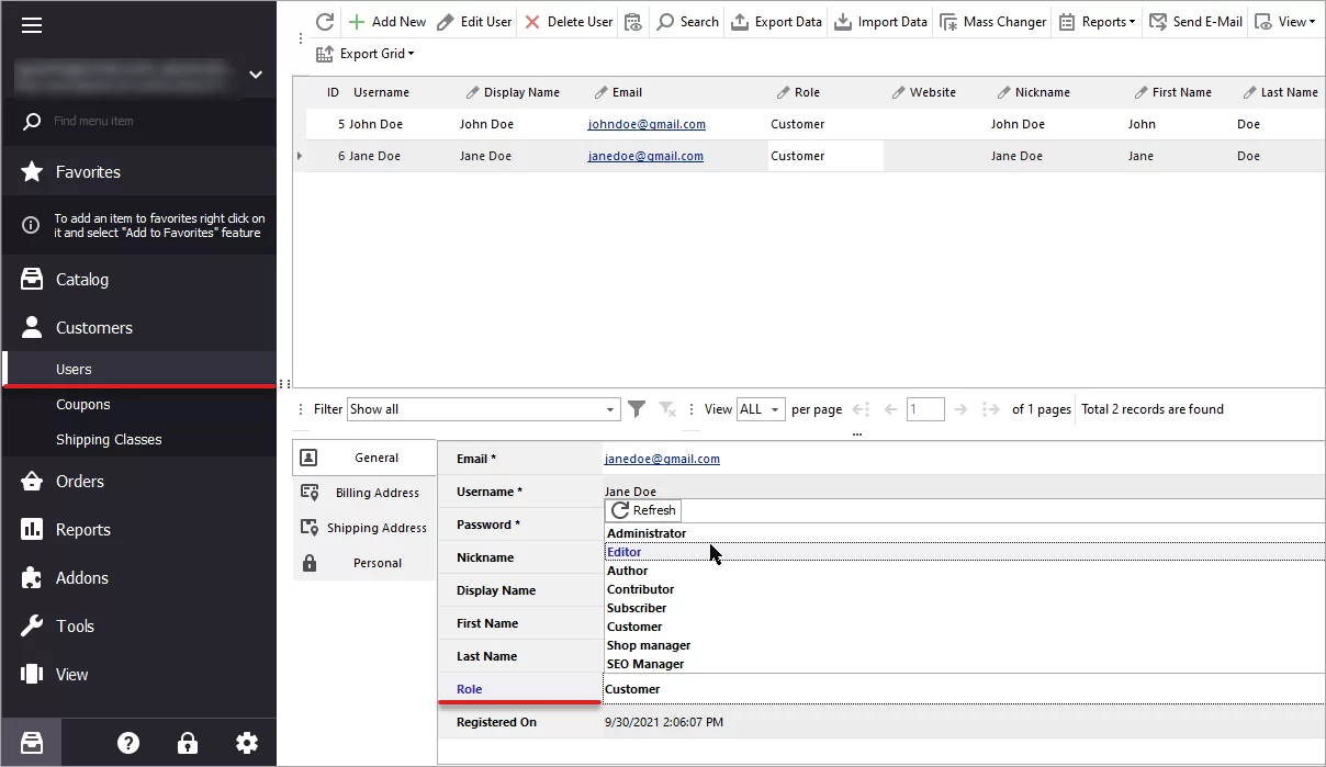 New WooCommerce User Creation in Store Manager