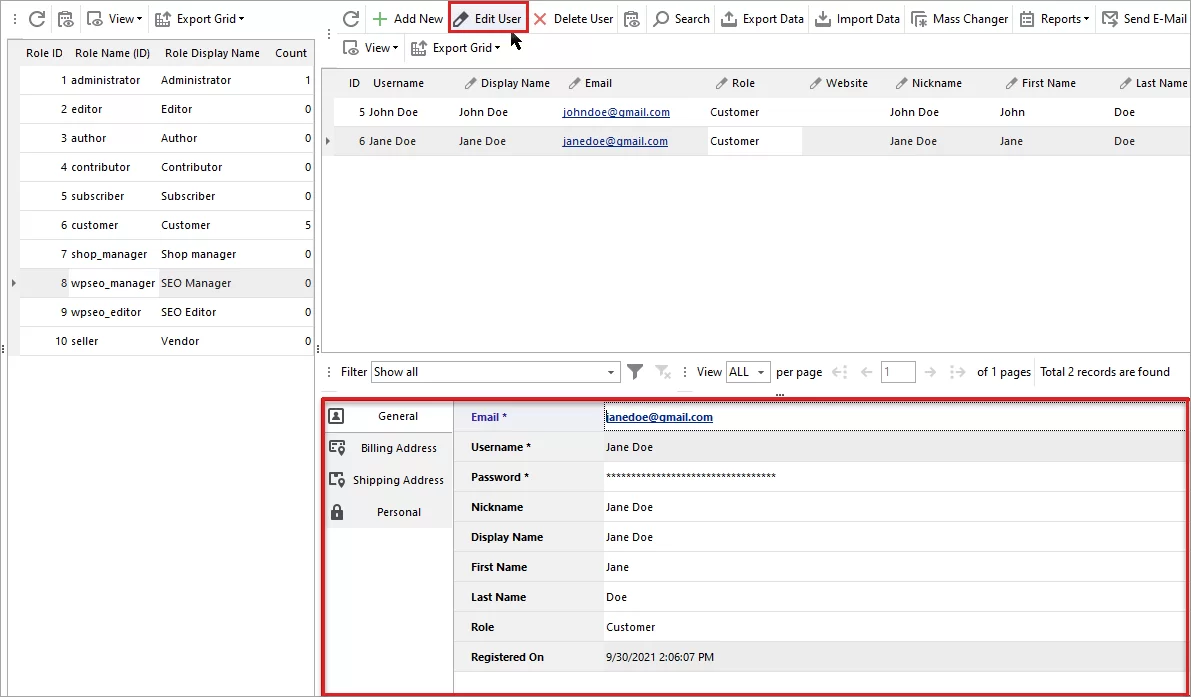 WooCommerce Customer Editing Form in Store Manager