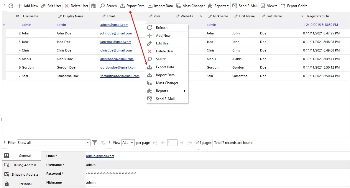 Export WooCommerce Customers Data Option