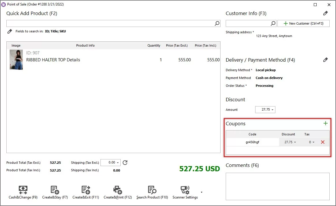 WooCommerce Discount Coupon in Store Manager POS