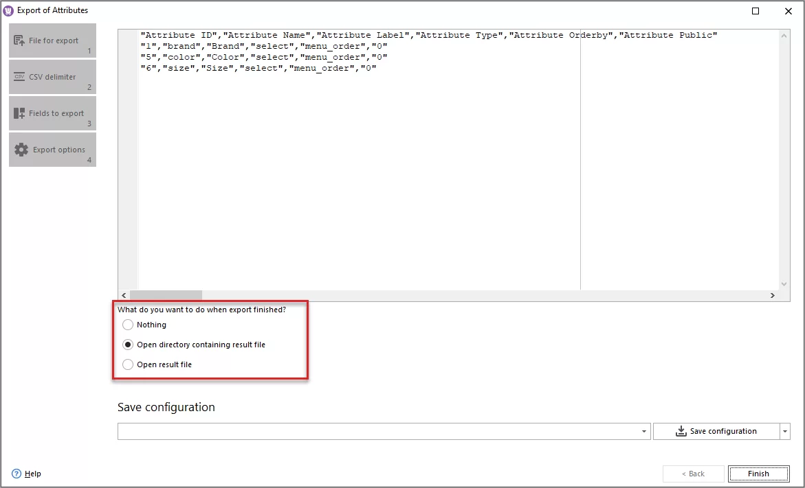 Final Step of WooCommerce Attributes Export