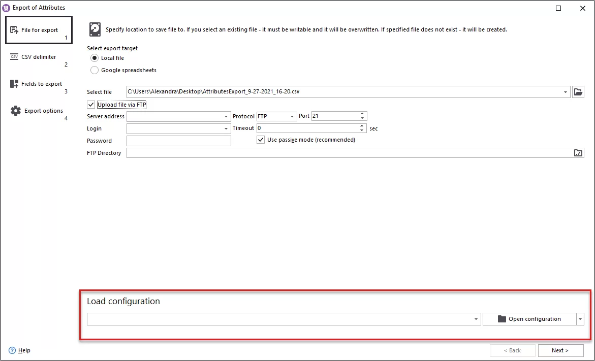 Load Export Configuration Option During WooCommerce Attributes Export