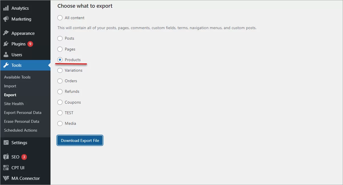 WooCommerce Attribute Export File Along with Products
