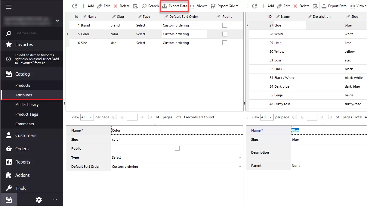WooCommerce Attributes Export Option in Store Manager
